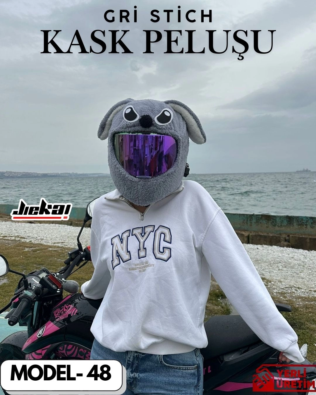 MODEL-48 KASK PELUŞU TEK EBAT GRİ