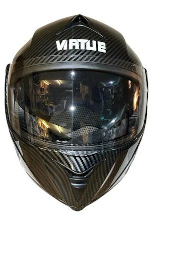 Virtue Karbon Desenli Güneş Vizörlü Çene Açılır Kask L Beden