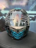Nenki Mavi Desenli Fullface Kask