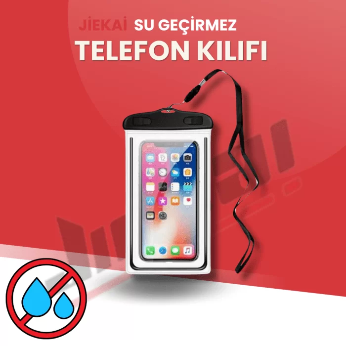 SU GEÇİRMEZ TELEFON TUTUCU ASKILI DOKUNMATİK ŞEFFAF