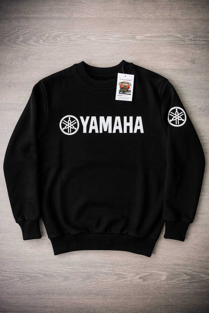 YAMAHA BEYAZ BASKILI BİSİKLET YAKA SWEATSHİRT