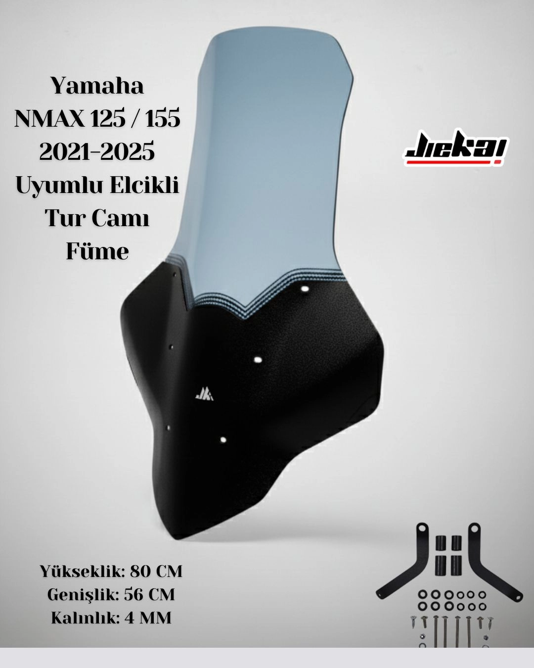 Yamaha NMAX 125 / 155 2021-2025 Uyumlu Elcikli Tur Camı Füme-