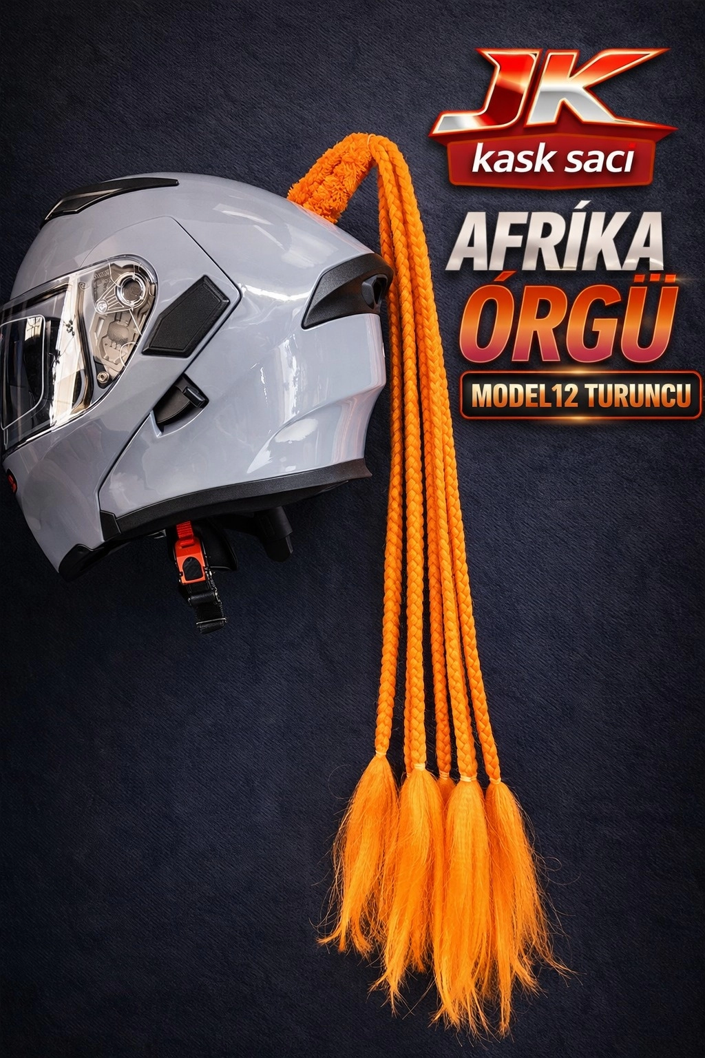 JİEKAİ KASK SAÇI TURUNCU RENK AFRİKA ÖRGÜ MODEL-12