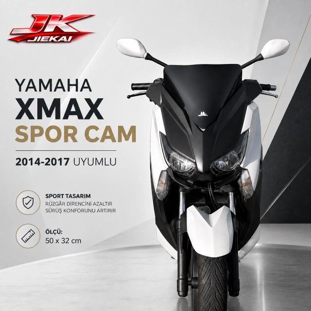 JK JİEKAİ Yamaha  2014-2017  Xmax  250-400 Uyumlu Sport Cam  (Siyah)