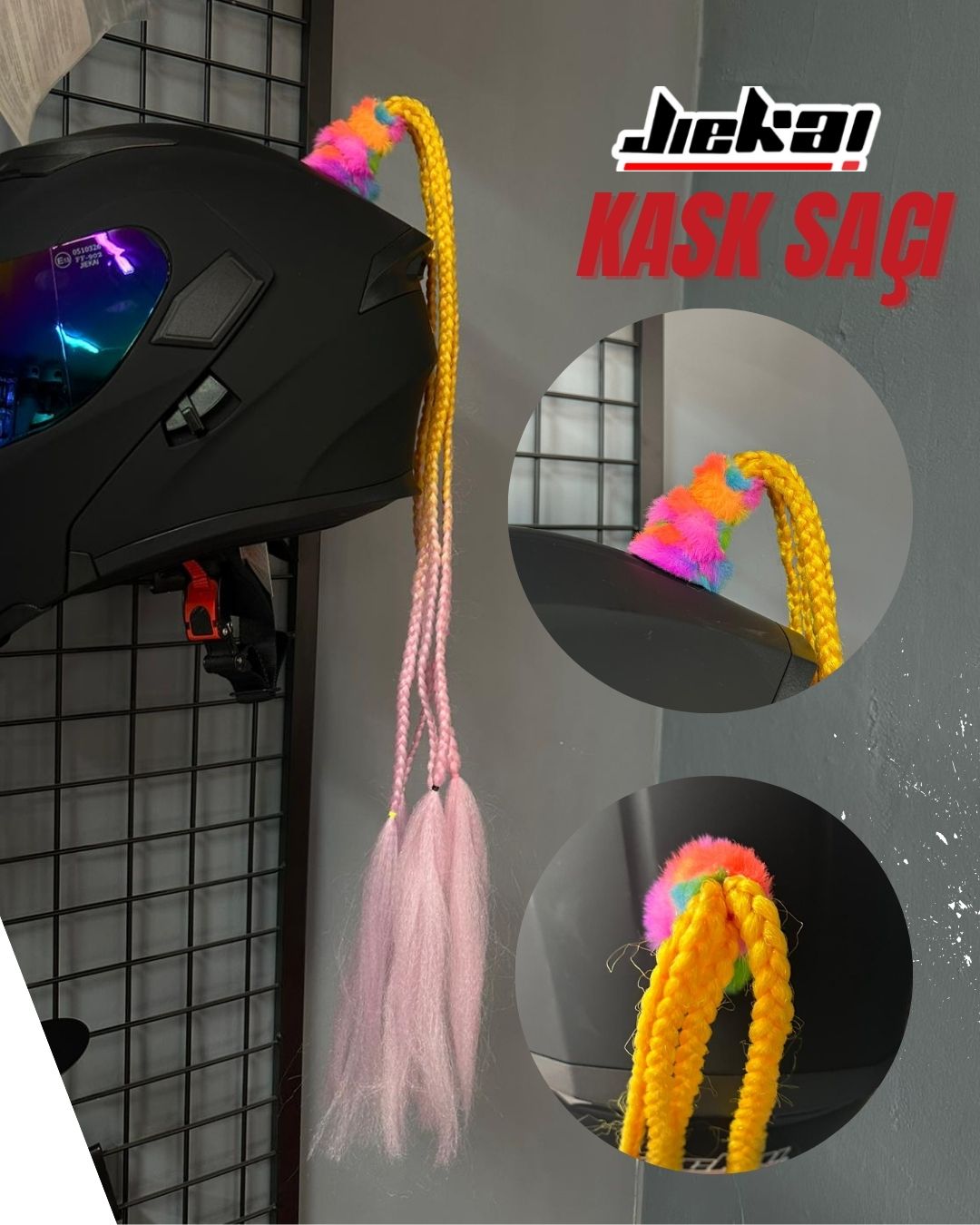 JİEKAİ KASK SAÇI PEMBE-TURUNCU GEÇİŞLİ RENK AFRİKA ÖRGÜ MODEL-17