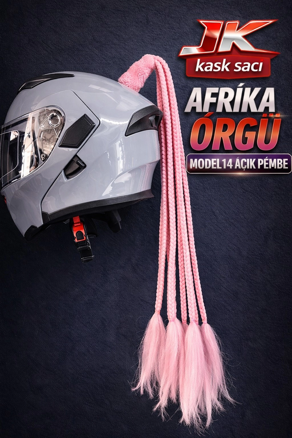 JİEKAİ KASK SAÇI AÇIK PEMBE RENK AFRİKA ÖRGÜ MODEL-14