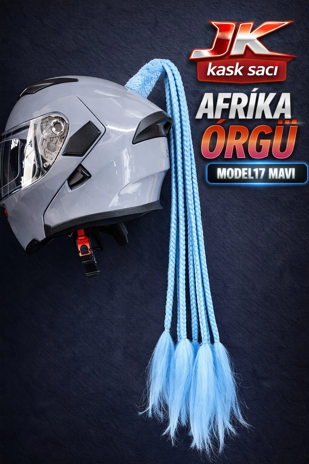 JİEKAİ KASK SAÇI MAVİ RENK AFRİKA ÖRGÜ MODEL-17