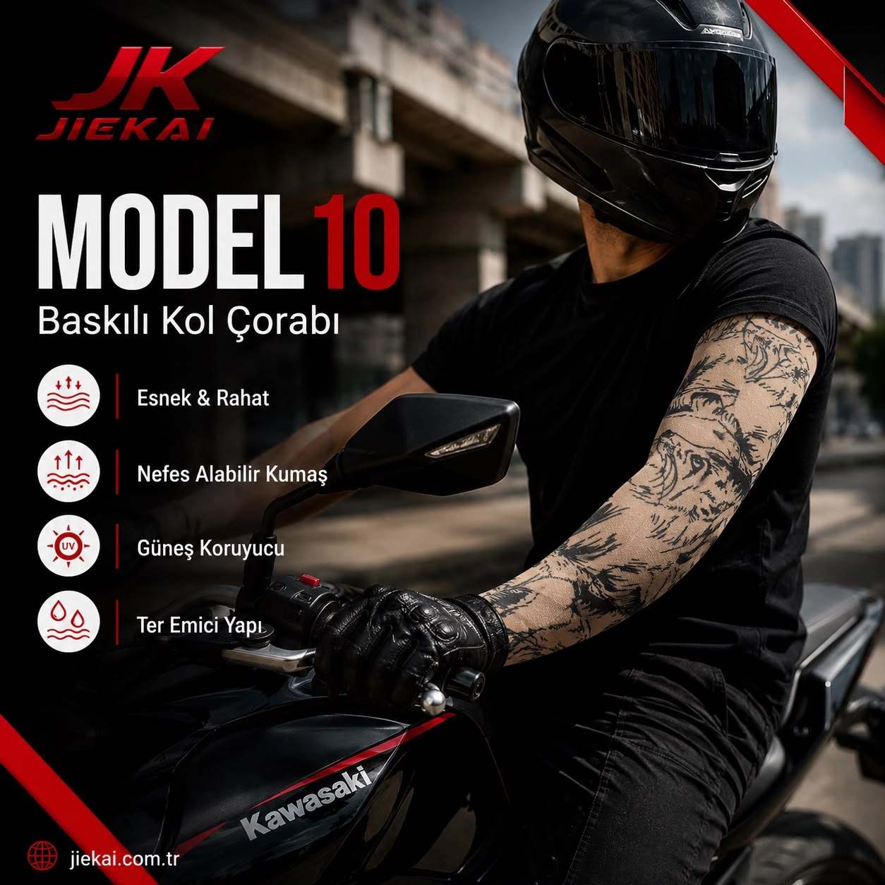 JİEKAİ MOTORCU KOL ÇORABI MODEL - 10