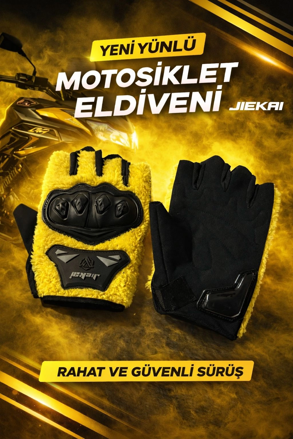 JK PELUŞLU YARIM ELDİVEN KORUMALI SARI RENK