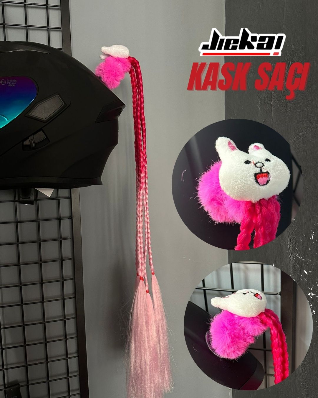 JİEKAİ KASK SAÇI TOKALI GEÇİŞLİ PEMBE RENK AFRİKA ÖRGÜ MODEL-12