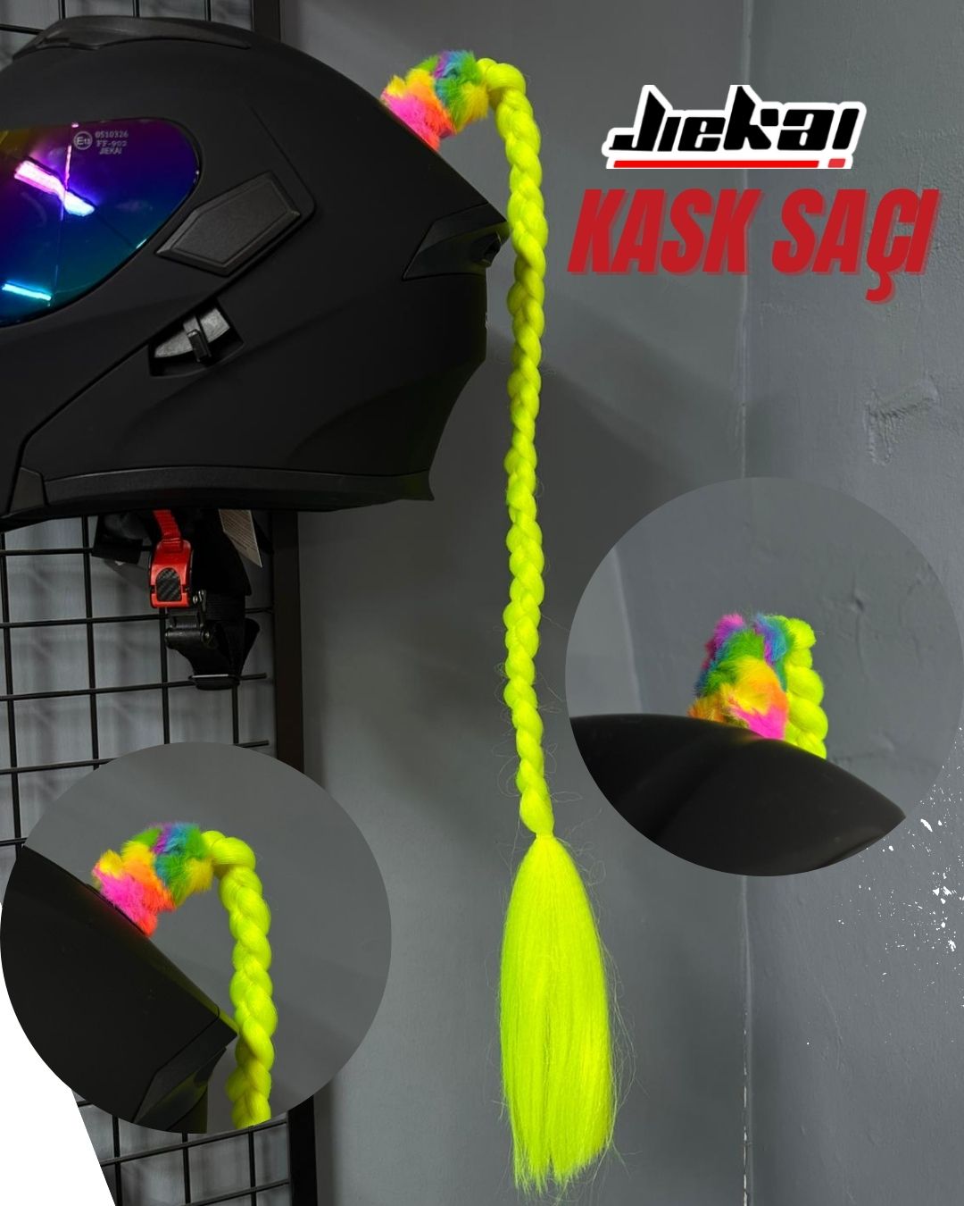 JİEKAİ KASK SAÇI SARI RENK DÜZ ÖRGÜ MODEL-11