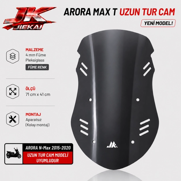 ARORA MAX-T UZUN TUR CAM FÜME MODEL 2 – N-MAX 2015-2020 UYUMLU