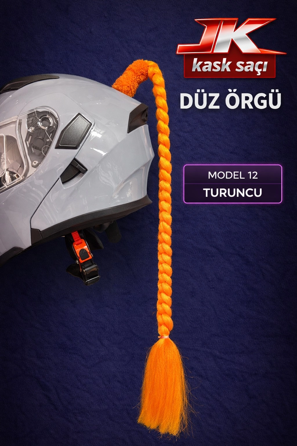 JİEKAİ KASK SAÇI TURUNCU RENK DÜZ ÖRGÜ MODEL-12