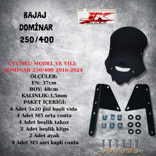 BAJAJ DOMİNAR 250/400 2017-2024 TUR CAMI *FÜME* 48 CM *APARATLI*-BD48F