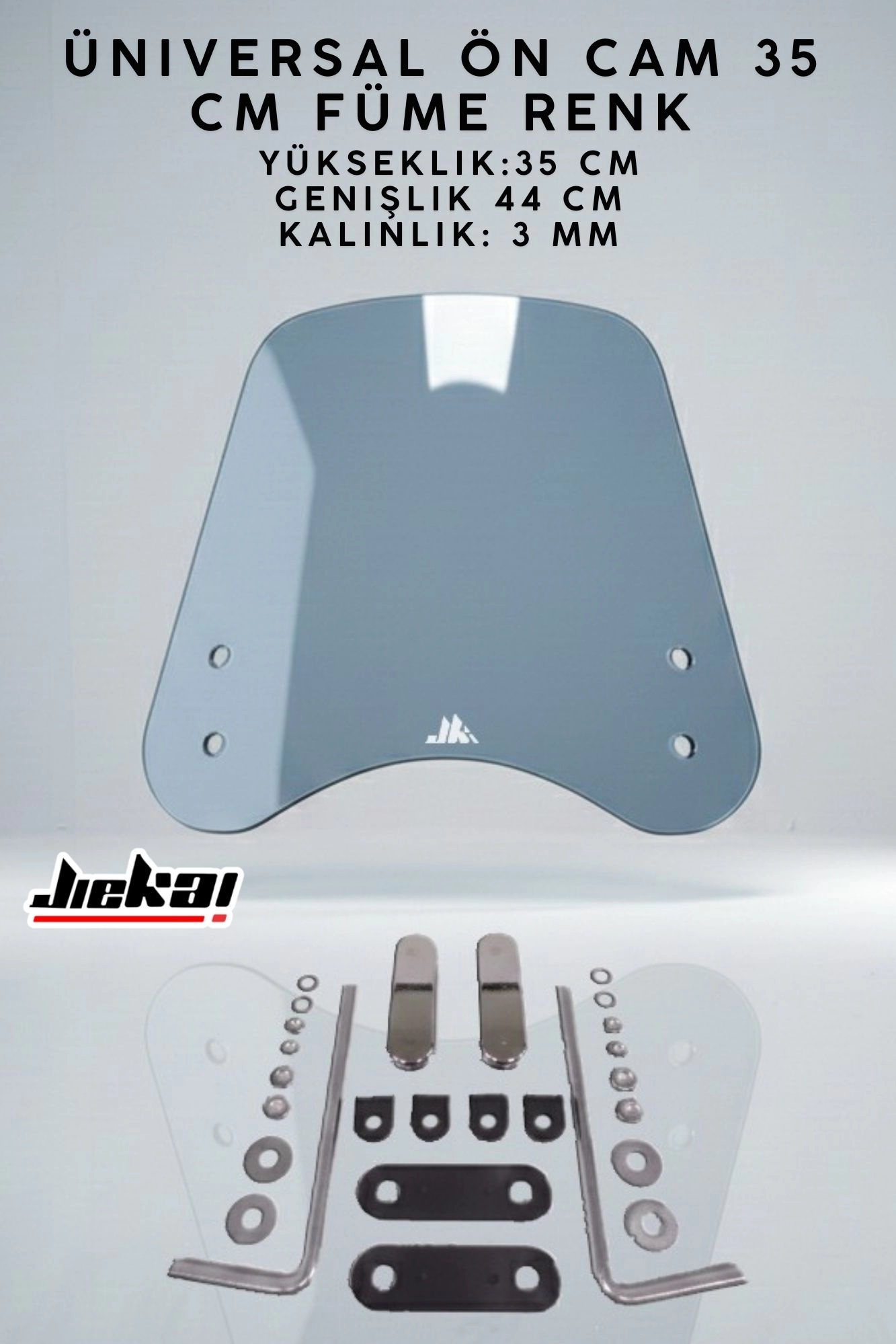 JİEKAİ ÜNİVERSAL SCOOTER ÖN CAM 35 CM FÜME RENK