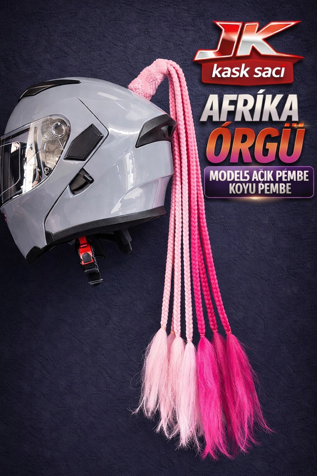 JİEKAİ KASK SAÇI AÇIK PEMBE KOYU PEMBE GEÇİŞLİ AFRİKA ÖRGÜ MODEL-05