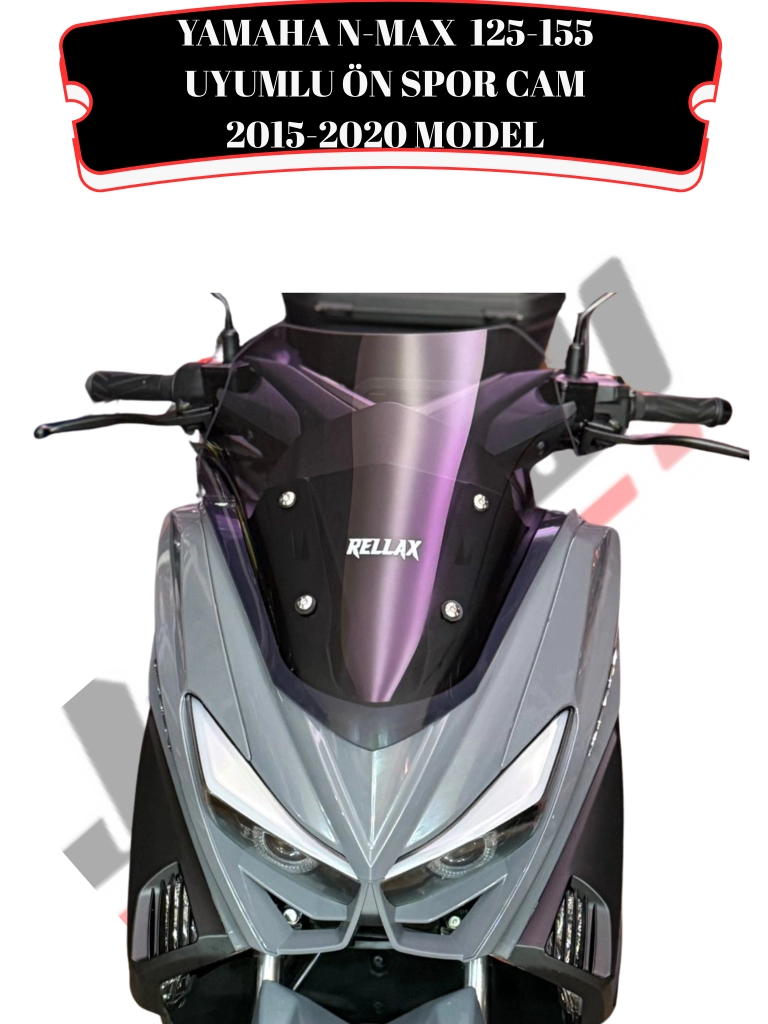 N-MAX 125-155 UYUMLU ÖN SPOR CAM 2015-2020 MODEL SİYAH (GENİŞLİK: 41 CM YÜKSEKLİK: 44 CM KALINLIK: 4 MM