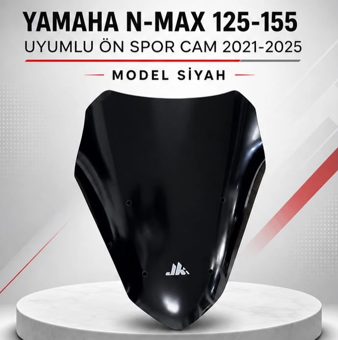 N-MAX 125-155 UYUMLU ÖN SPOR CAM SİYAH 2021-2025 MODEL (GENİŞLİK: 41 CM YÜKSEKLİK: 44 CM KALINLIK: 4 MM
