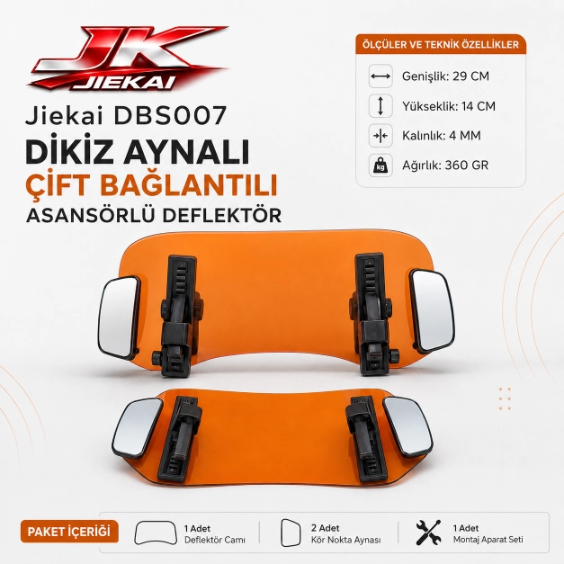 TURUNCU 29 X 14 DBS007 Dikiz aynalı Universal Çift Bağlantılı Asansörlü Deflektör  Cam Uzatma-Rüzgar Kesici