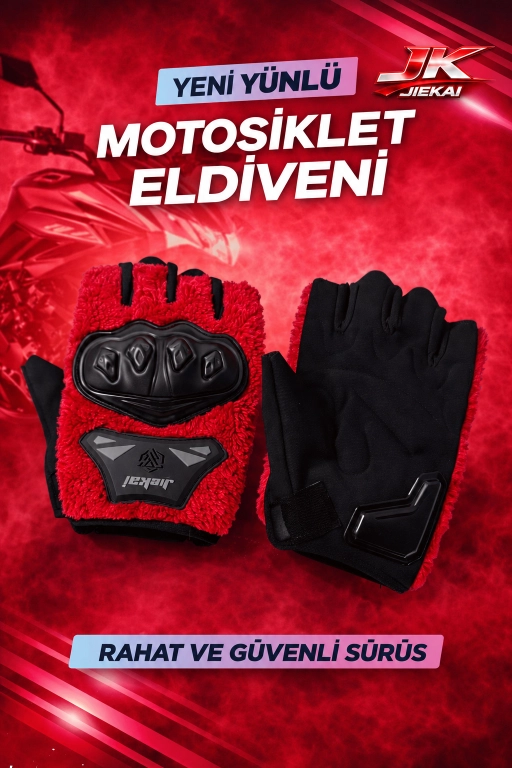 JK PELUŞLU YARIM ELDİVEN KORUMALI KIRMIZI RENK