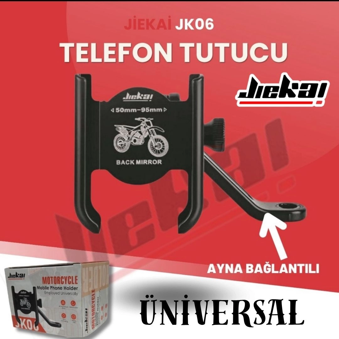 JK-06 MOTOSİKLET TELEFON TUTUCU ( ALÜMİNYUM ) * AYNA* BAĞLANTILI