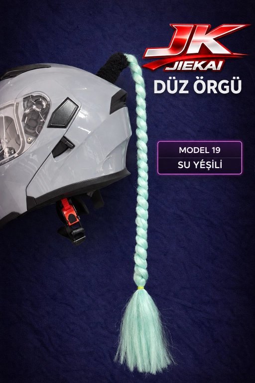 JİEKAİ KASK SAÇI SU YEŞİLİ RENK DÜZ ÖRGÜ MODEL-19