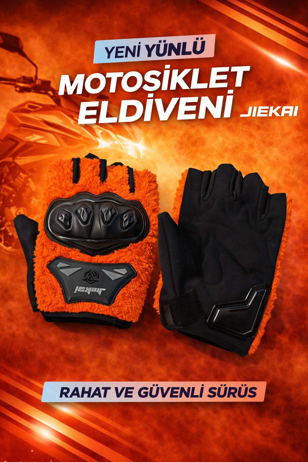 JK PELUŞLU YARIM ELDİVEN KORUMALI TURUNCU RENK