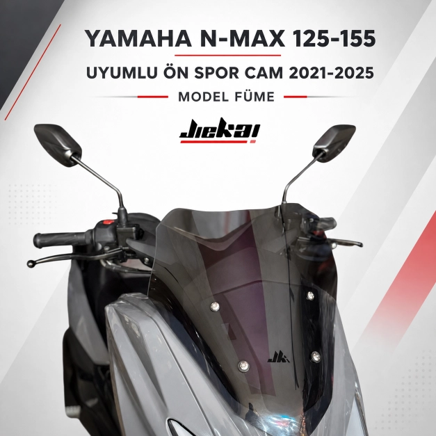 JK JİEKAİ N-MAX 125-155 UYUMLU ÖN SPOR CAM FÜME 2021-2025 MODEL (GENİŞLİK: 41 CM YÜKSEKLİK: 44 CM KALINLIK: 4 MM